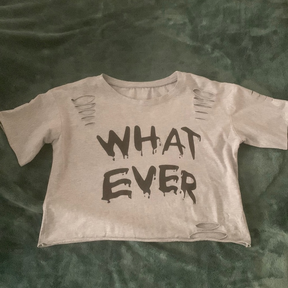 SHEIN graphic crop tee grey size small